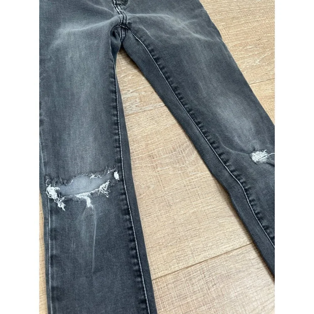 GAP Girls Size 8 Slim Stretch Skinny Gray Distressed Denim Jeans With Knee Rips